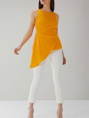 Coast Sleeveless Asymmetrical Drape Top in Vibrant Orange